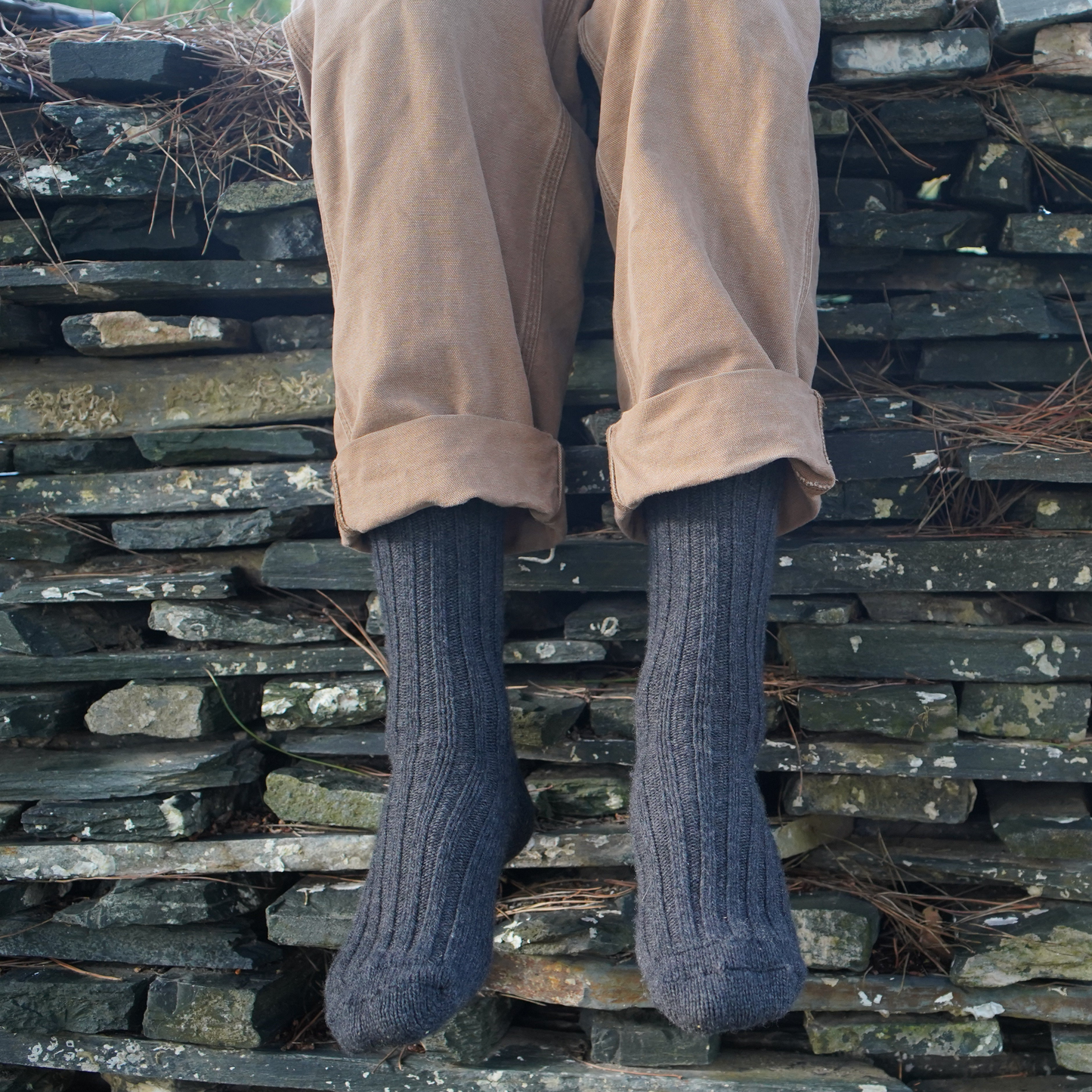 Chaussettes Anthracite en Cachemire et Laine Mérinos