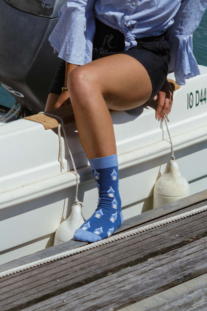 Chaussettes à Motifs de Cabines de Plage
