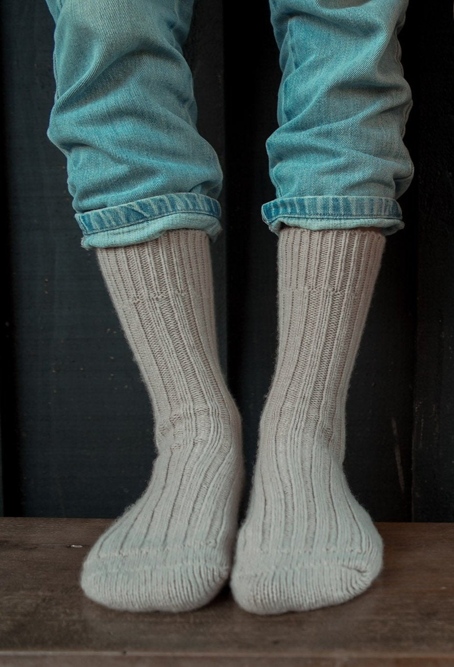 Chaussettes Beige en Cachemire et Laine Mérinos