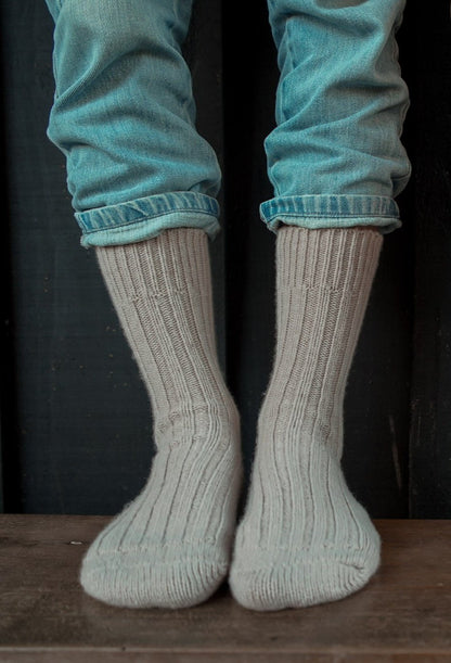 Chaussettes Beige en Cachemire et Laine Mérinos