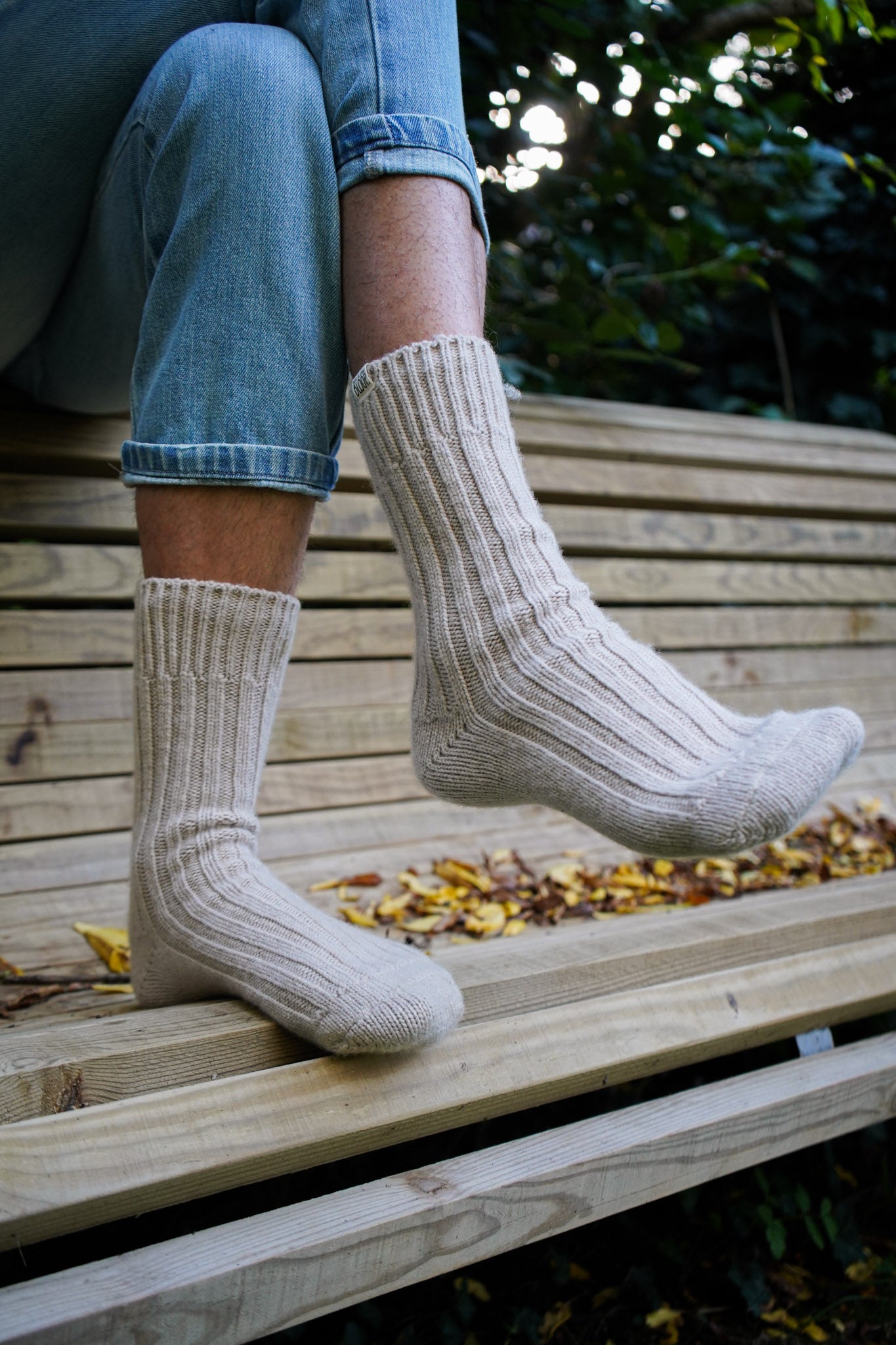 Chaussettes Beige en Cachemire et Laine Mérinos