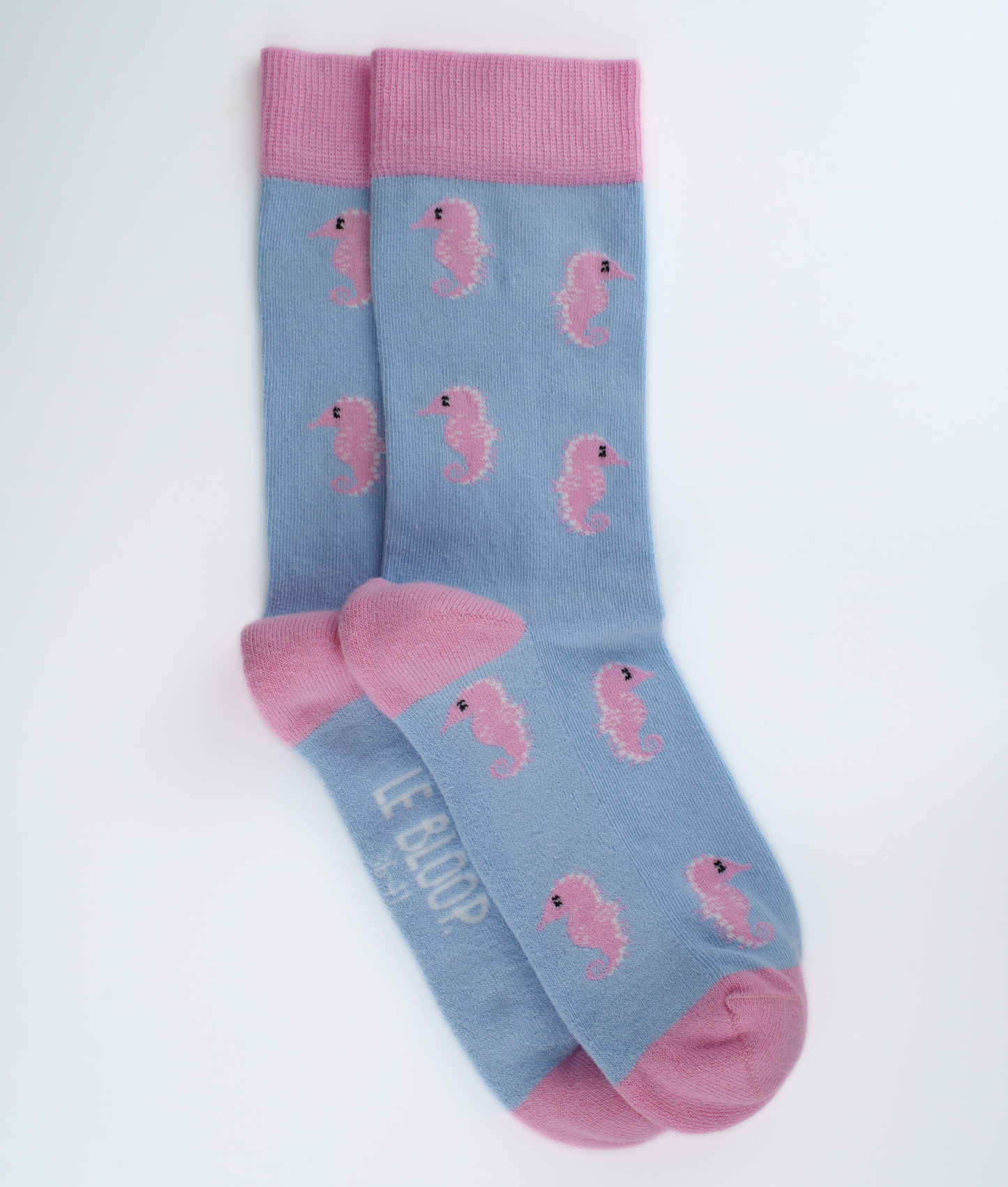 Chaussettes fantaisie en coton biologique avec motif d'hippocampes roses