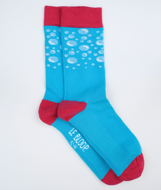 Chaussettes fantaisie en coton biologique avec motif de bulles bleues