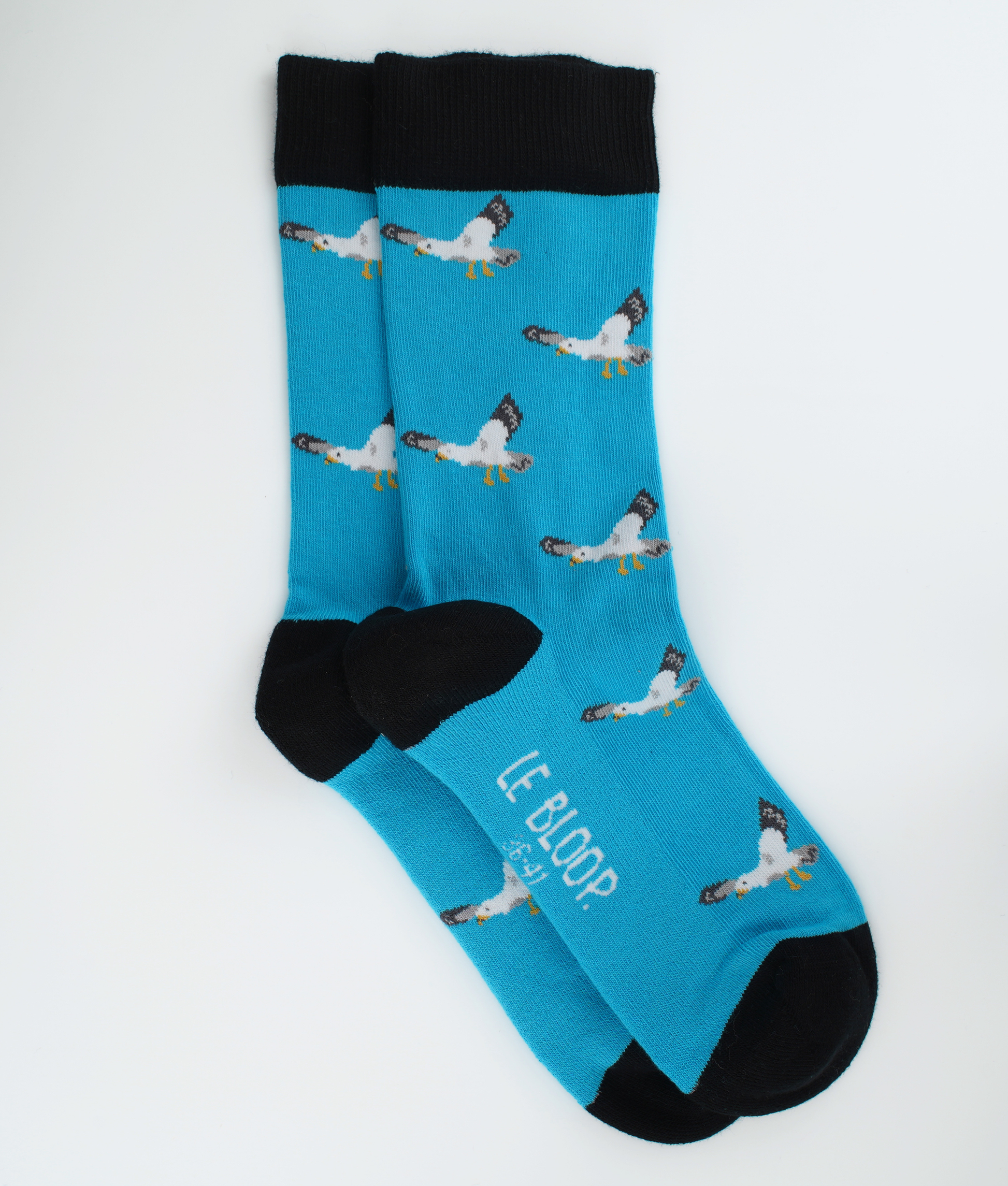 Chaussettes fantaisie en coton biologique avec motif de mouettes bleues