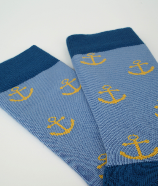 Chaussettes fantaisie en coton biologique avec motif d'ancres de bateaux marins