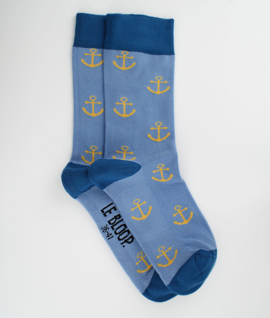 Chaussettes fantaisie en coton biologique avec motif d'ancres de bateaux marins