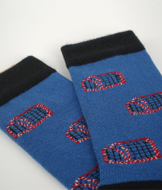 Chaussettes fantaisie en coton biologique avec motif de casiers à crabes bleus