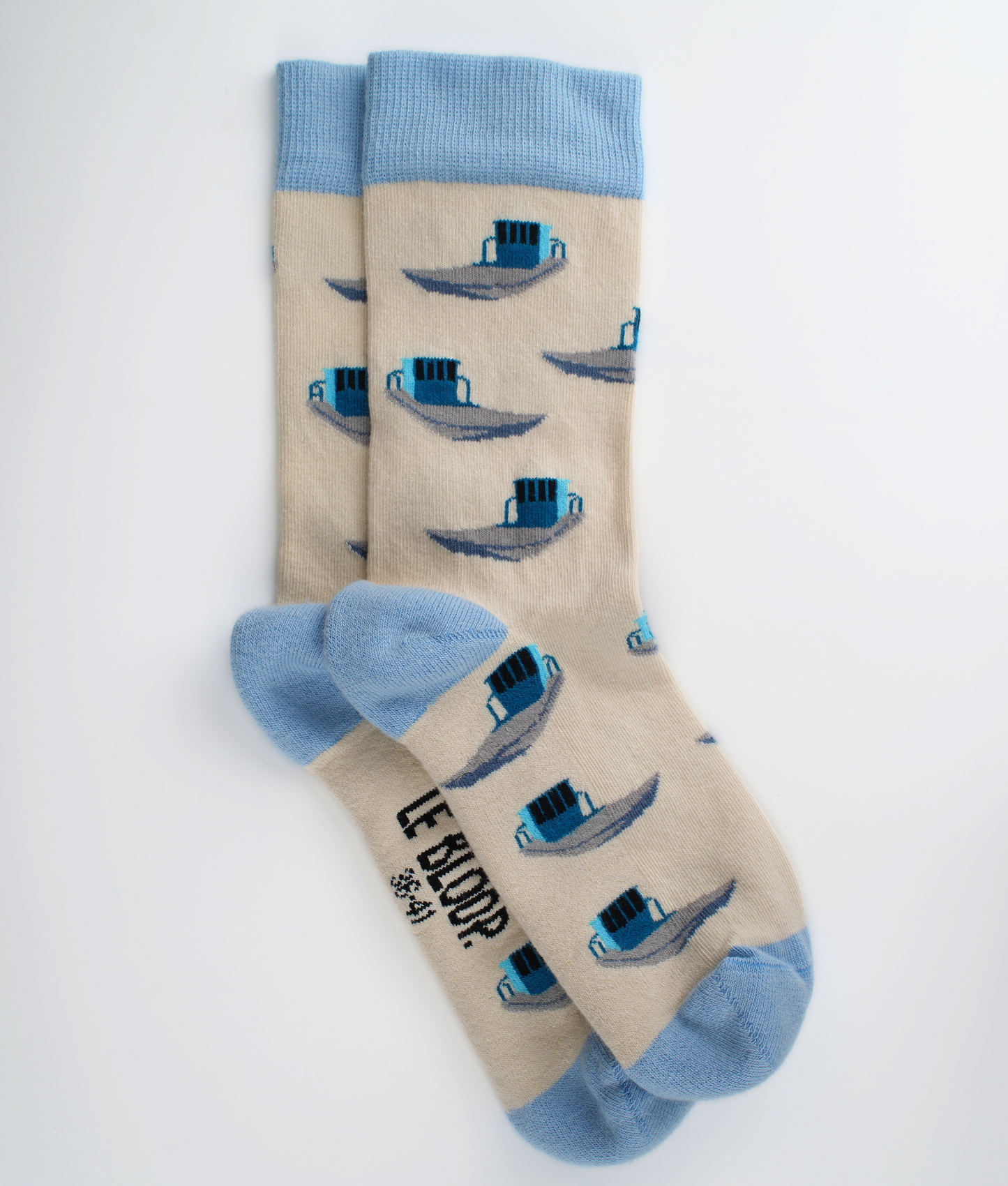 Chaussettes fantaisie en coton biologique avec motif de chalands ostréicoles