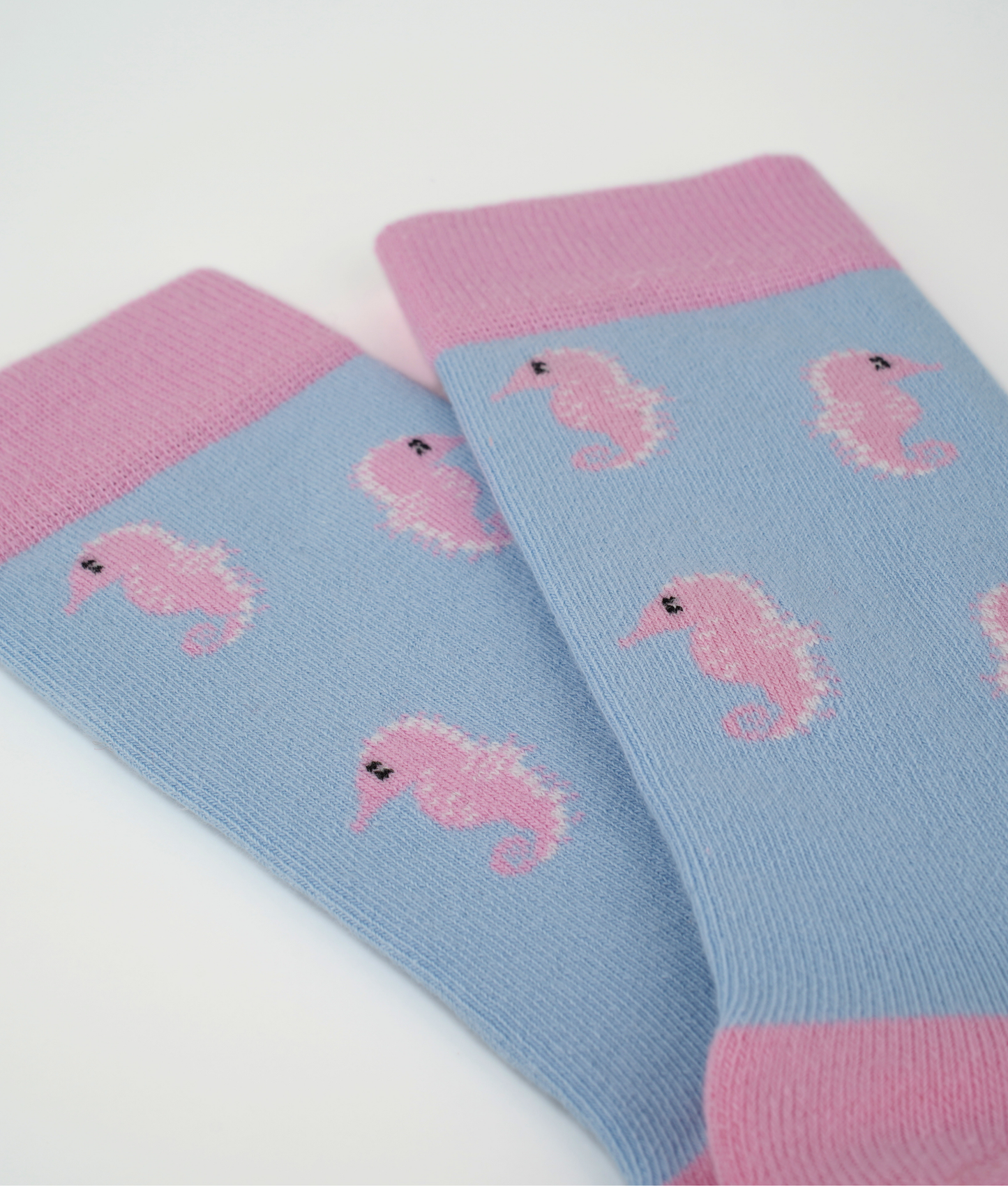 Chaussettes fantaisie en coton biologique avec motif d'hippocampes roses