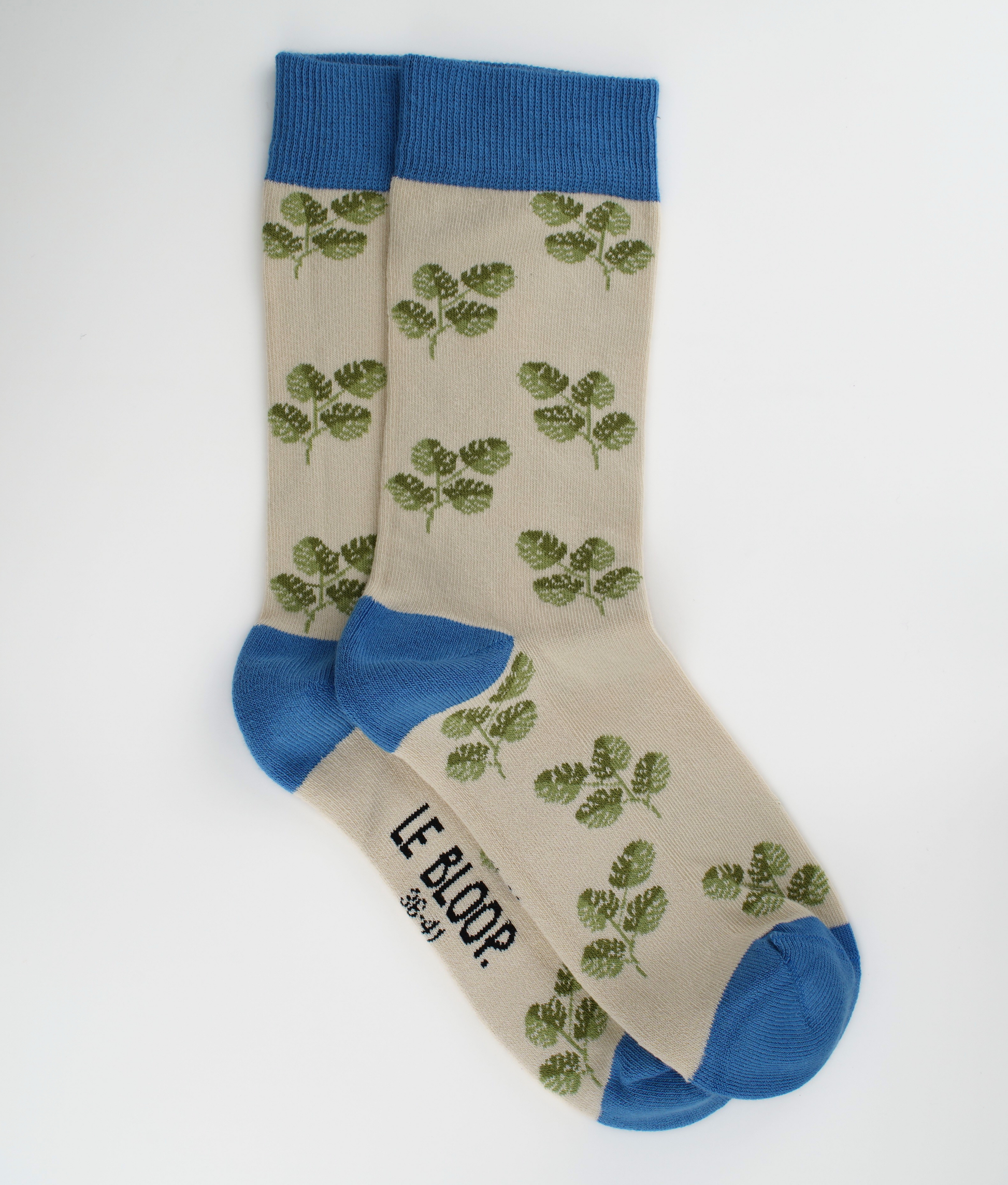 Chaussettes fantaisie en coton biologique avec motif de plantes monsteras