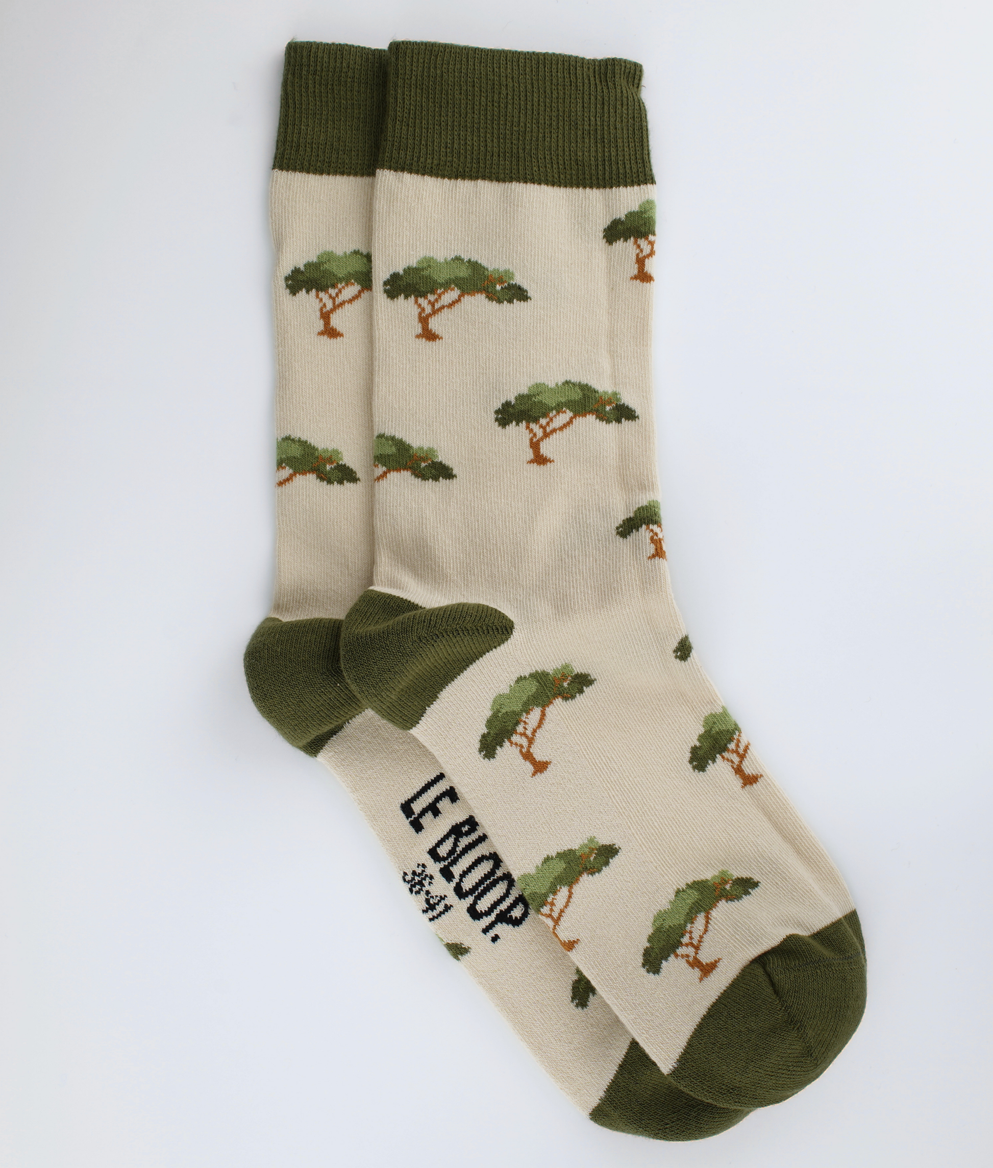 Chaussettes fantaisie en coton biologique avec motif de pins et parasols