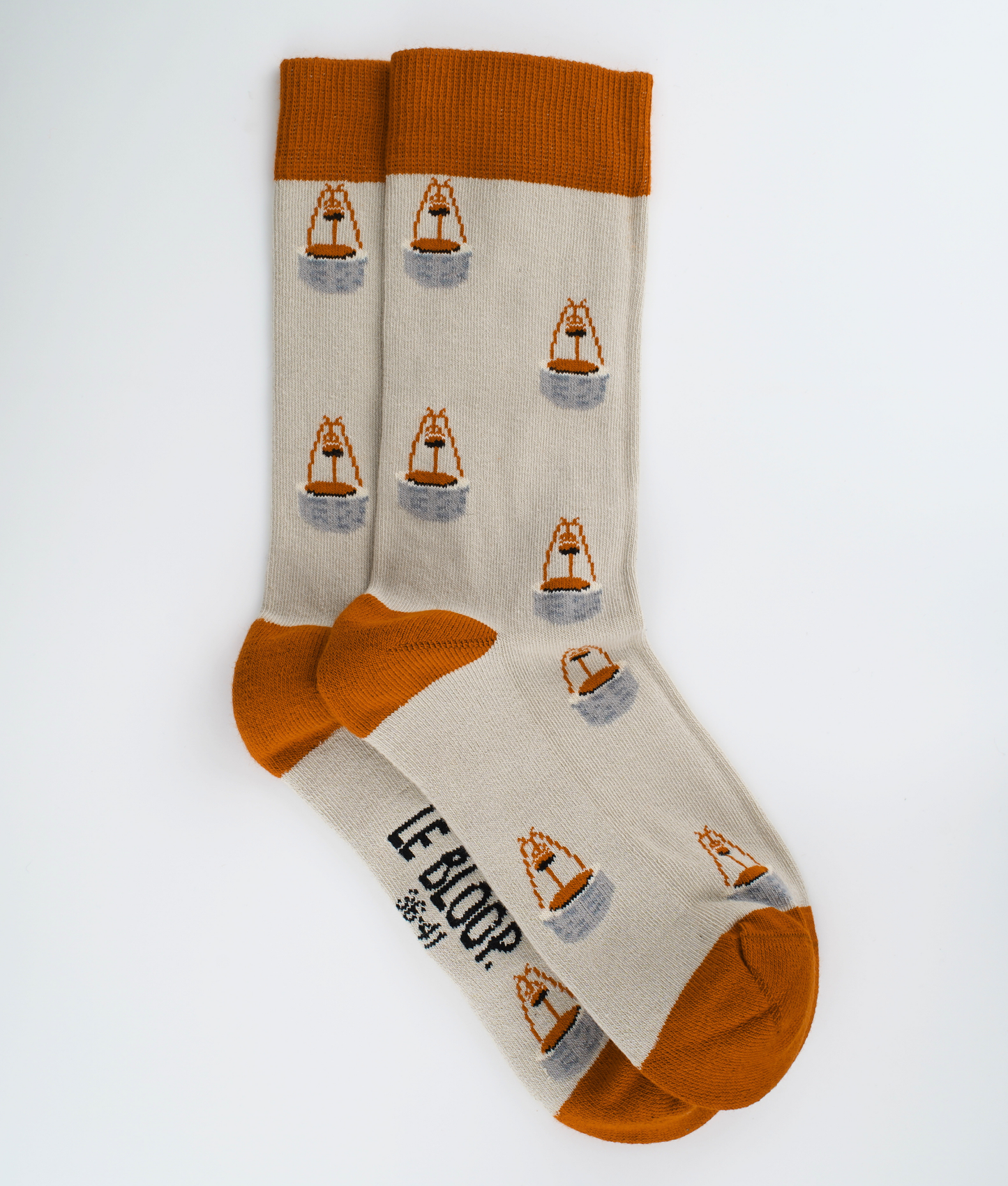 Chaussettes fantaisie en coton biologique orange avec motif de puits