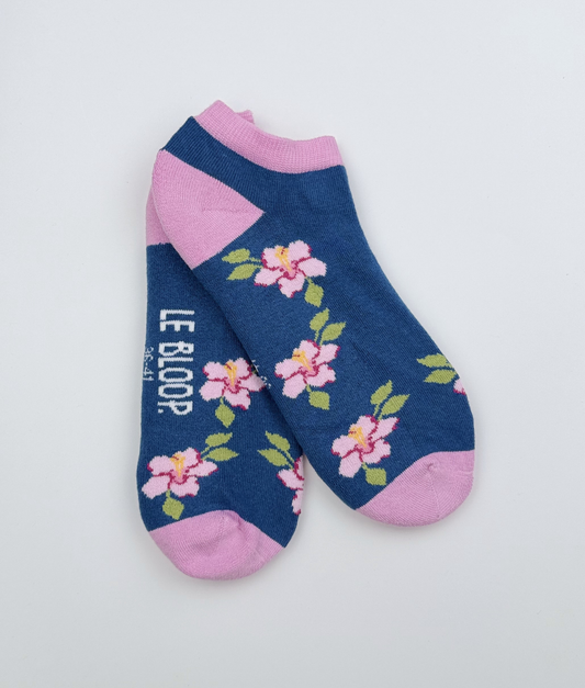 Socquettes fantaisie en coton biologique avec motif de roses trémières